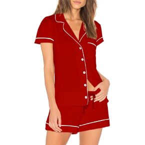 طقم بيجامات قطنية للسيدات من TAIPOVE مكون من قطعتين بأكمام قصيرة وأزرار سفلية ناعمة ومريحة ملابس نوم كلاسيكية in Kuwait