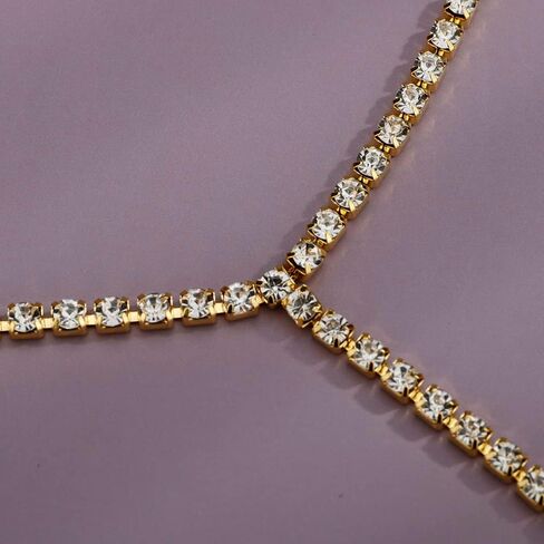 Statement Women Crystal Beads Gold Choker Y Chain Long Necklace Nightclub Party Jewelry in Kuwait