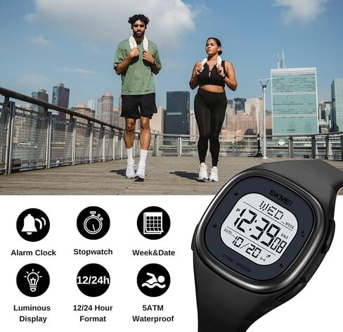 Gosasa Mens Minimalist Square Digital Watch Waterproof Wrist Watch for Women Outdoor Sport Watch with Stopwatch Countdown Watches for Unisex in Saudi Arabia