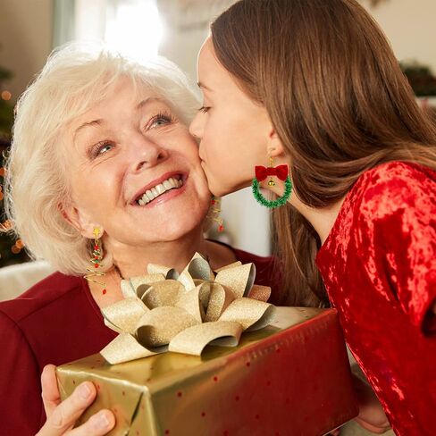 9 أزواج من أقراط عيد الميلاد، أقراط للعطلات، كرة شجرة الكريسماس، كرة ندفة الثلج، فيونكة الحلوى، مجموعة من الأقراط المتدلية للنساء والفتيات in Kuwait