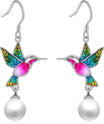 Pearl Earrings for Women Sterling Silver Celtic Pearl Earrings, Bee/Swan/Butterfly Pearl Earrings Valentine's Day Mother's Day Jewelry Gifts in Kuwait