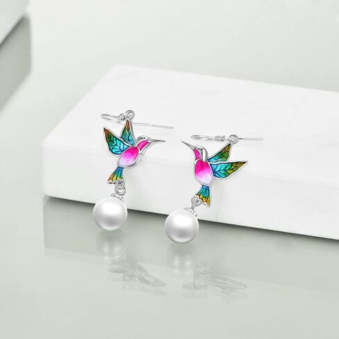 Pearl Earrings for Women Sterling Silver Celtic Pearl Earrings, Bee/Swan/Butterfly Pearl Earrings Valentine's Day Mother's Day Jewelry Gifts in Kuwait