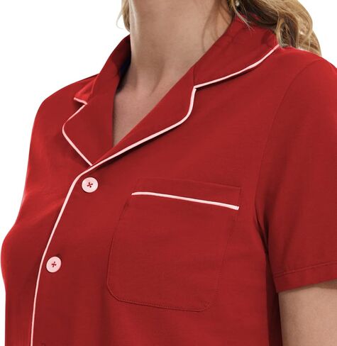 طقم بيجامات قطنية للسيدات من TAIPOVE مكون من قطعتين بأكمام قصيرة وأزرار سفلية ناعمة ومريحة ملابس نوم كلاسيكية in Kuwait