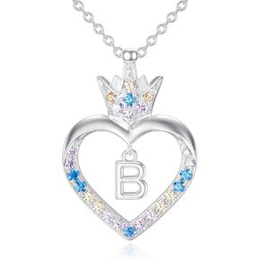 TOUPOP Christmas Gifts for Teen Girls Sterling Silver Heart Princess Crown Initial A to Z Letter Pendant Necklace for Women Girls Daughter Jewelry Birthday Anniversary Christmas Gifts in Saudi Arabia