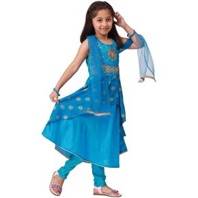 Girls Salwar Suit With Neck Embroidery Work | Readymade Indian Kids Ethnic Salwar Suit in Kuwait