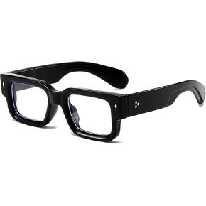 EYLRIM Square Thick Frame Glasses for Women Men Chunky Rectangle Blue Light Glasses Non Prescription Eyeglasses