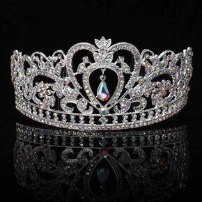Makone Silver Crystal Crowns and Tiaras with Comb for Girls or Women Queen Crown Princess Hair Accessories Christmas Birthday Halloween Party Wedding Tiaras Valentines Gifts(Style-6) in Kuwait