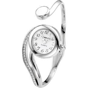 Top Plaza Women Casual Elegant Silver Tone Small Dial Bangle Cuff Bracelet Dress Analog Quartz Watch 6 Inches in Kuwait