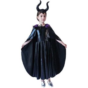 أزياء Nezababy Maleficent للأطفال، أزياء الملكة الشريرة للفتيات، فستان تنكري، عباءة القرن، ملابس حفلات الهالوين in Kuwait