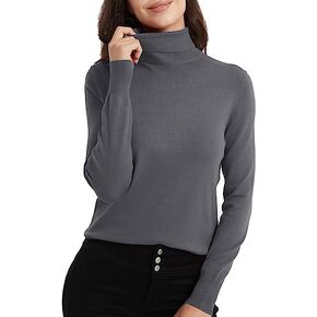 Bobo Bloom Women's Turtleneck Long Sleeve Pullover Sweaters Classic-Fit Lightweight Solid Color Sweater in Kuwait