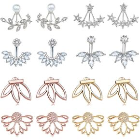 Suyi Fashion Hollow Lotus Flower Earrings Crystal Simple Chic Stud Earrings Set