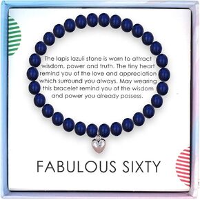 SOLINFOR 60th Birthday Gifts for Women - Lapis Lazuli Beads Bracelet - 60 Years Old Jewelry Gift Idea for Her in Kuwait