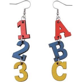 Handmade Wooden Pencil Drop Earring Stack of Books Reading Dangle Earrings Librarian Appreciation Teacher Earring Students Back to School Gradution Jewelry