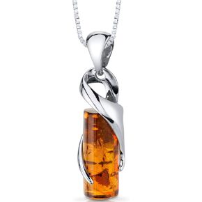 Peora Genuine Baltic Amber Cylindrical Design Pendant and Earrings Jewelry for Women in Sterling Silver in Saudi Arabia