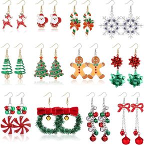 ZELORES 12 Pairs Christmas Dangle Earrings For Women Jingle Bell Snowflake Christmas Tree Earring Sets Xmas Holiday Christmas Jewelry Gifts(Set 1-12 Pairs) in Kuwait