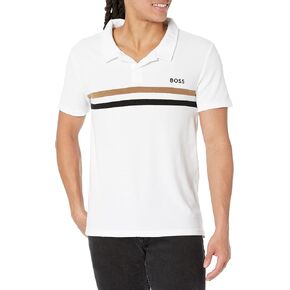 BOSS Men's Iconic Stripe Cotton Short-Sleeve Collar Shirt