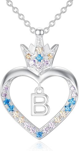 TOUPOP Christmas Gifts for Teen Girls Sterling Silver Heart Princess Crown Initial A to Z Letter Pendant Necklace for Women Girls Daughter Jewelry Birthday Anniversary Christmas Gifts in Saudi Arabia