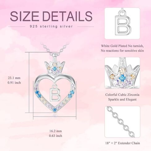 TOUPOP Christmas Gifts for Teen Girls Sterling Silver Heart Princess Crown Initial A to Z Letter Pendant Necklace for Women Girls Daughter Jewelry Birthday Anniversary Christmas Gifts in Saudi Arabia