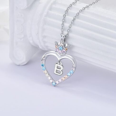 TOUPOP Christmas Gifts for Teen Girls Sterling Silver Heart Princess Crown Initial A to Z Letter Pendant Necklace for Women Girls Daughter Jewelry Birthday Anniversary Christmas Gifts in Saudi Arabia