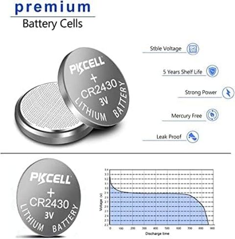 PKCELL CR2430 3V Lithium Battery,2 Pack Button Cell Coin Battery,3 Volt Watch Battery Lithium Battery in Saudi Arabia