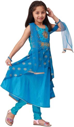 Girls Salwar Suit With Neck Embroidery Work | Readymade Indian Kids Ethnic Salwar Suit in Kuwait