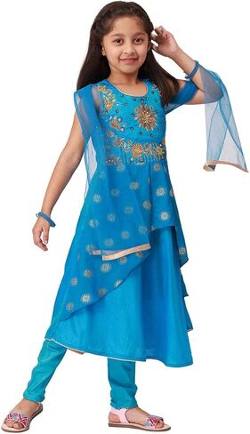 Girls Salwar Suit With Neck Embroidery Work | Readymade Indian Kids Ethnic Salwar Suit in Kuwait