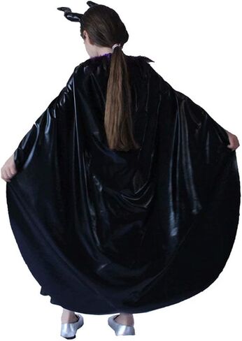 أزياء Nezababy Maleficent للأطفال، أزياء الملكة الشريرة للفتيات، فستان تنكري، عباءة القرن، ملابس حفلات الهالوين in Kuwait