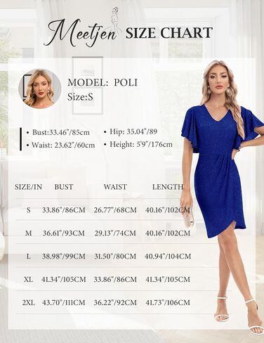 فستان حفلات الكوكتيل للسيدات من Meetjen برقبة على شكل V مكشكش 2023 فساتين عمل أنيقة بأكمام مكشكشة لامعة in Kuwait