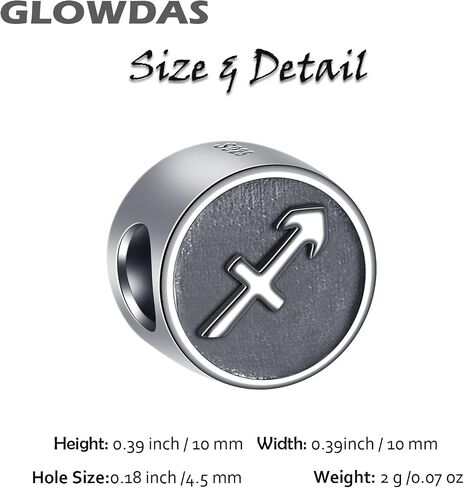 GLOWDAS Zodiac Sign Charms fit European Birthday Bracelet, Antique 925 Sterling Silver 12 Constellation Charm Beads, Gifts for Family/Lover/Friends in Kuwait