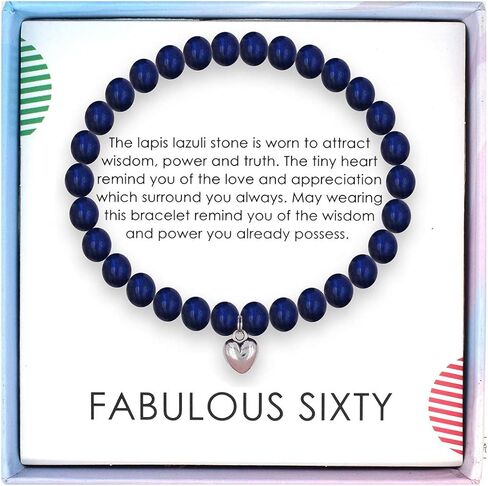SOLINFOR 60th Birthday Gifts for Women - Lapis Lazuli Beads Bracelet - 60 Years Old Jewelry Gift Idea for Her in Kuwait