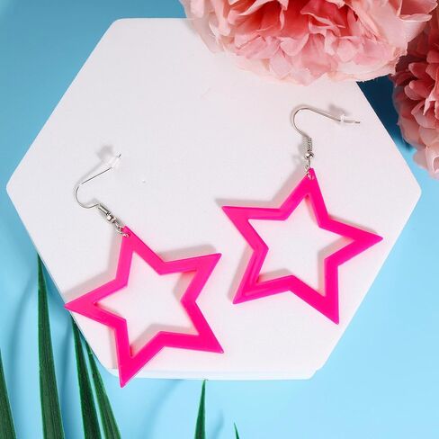 Trendy Hot Pink Earrings for Women Dangle Drop Earrings for Girls Jewelry Gift for Valentine’s Day Mother’s Day Christmas in Kuwait