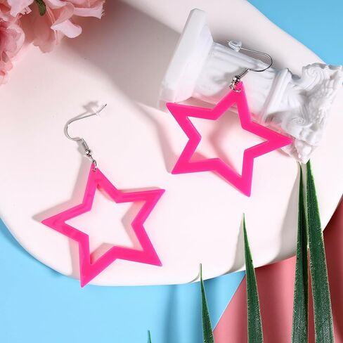 Trendy Hot Pink Earrings for Women Dangle Drop Earrings for Girls Jewelry Gift for Valentine’s Day Mother’s Day Christmas in Kuwait