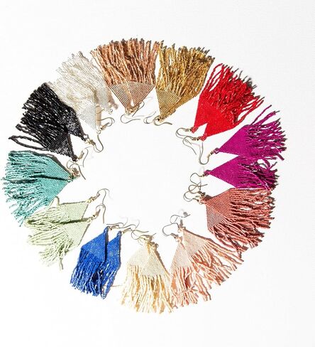 INK+ALLOY أقراط بوهو مطرزة للنساء من Lexie Luxe Petite هامش البذور خرز ملون أقراط مجوهرات مصنوعة يدويًا للبوهيمي الحديث، 3.25 بوصة in Saudi Arabia