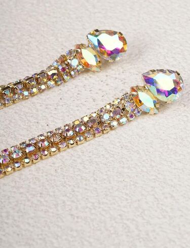 Missgrace Women Bohemian Dainty Dangle Long Tassels Statement Gold Earrings Trendy Unique Full Rhinestones Shiny Bar Disco Earrings Set Jewelry for Women and Girls in Saudi Arabia