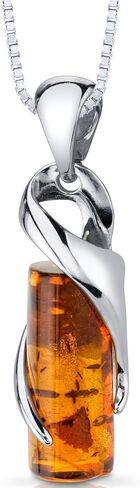 Peora Genuine Baltic Amber Cylindrical Design Pendant and Earrings Jewelry for Women in Sterling Silver in Saudi Arabia