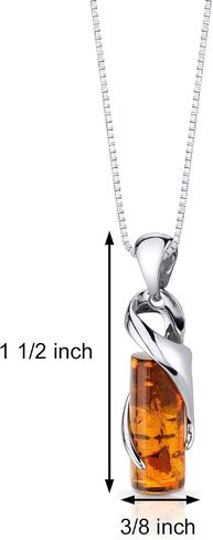 Peora Genuine Baltic Amber Cylindrical Design Pendant and Earrings Jewelry for Women in Sterling Silver in Saudi Arabia