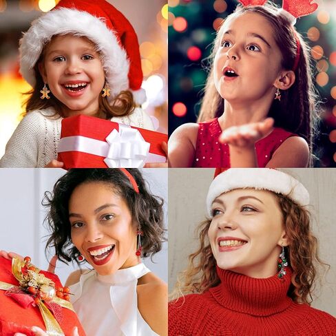 ZELORES 12 Pairs Christmas Dangle Earrings For Women Jingle Bell Snowflake Christmas Tree Earring Sets Xmas Holiday Christmas Jewelry Gifts(Set 1-12 Pairs) in Kuwait