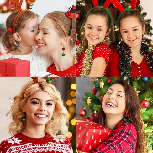 ZELORES 12 Pairs Christmas Dangle Earrings For Women Jingle Bell Snowflake Christmas Tree Earring Sets Xmas Holiday Christmas Jewelry Gifts(Set 1-12 Pairs) in Kuwait