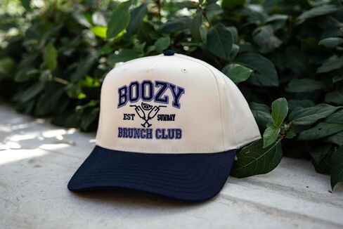Visibly Toxic Boozy Brunch Club Hat, Funny Hat, Party Hat, Bachelorette Party, Funny Gifts, Baseball Cap, Casual Adjustable Size Tan/Blue in Kuwait