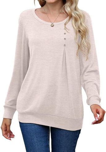 JINKESI Women's Casual Long Sleeve Tunic Tops Crew Neck Tshirt Blouses in Kuwait