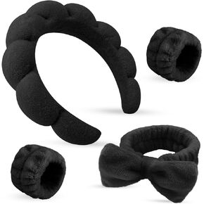 Spa Headbands for Women & Wristband Set，Skincare Headbands for Washing Face，Face Wash Headband for Women，Makeup Headband，Cute Hair Band for Girls，Headband for Skin Care 4 Pcs