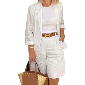 Flamingals Two Pieces Set for Women Flap Detail Blazer & Shorts Set Without Belt in Saudi Arabia
