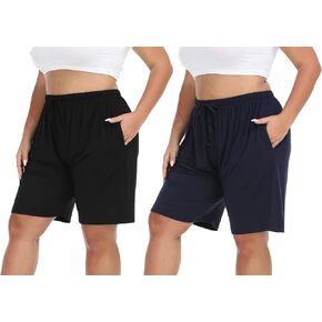 Cheapestbuy Women's Plus Size Bermuda Shorts Casual Summer Sweat Shorts Cotton Lounge Yoga Shorts with Pockets Drawstring in Kuwait