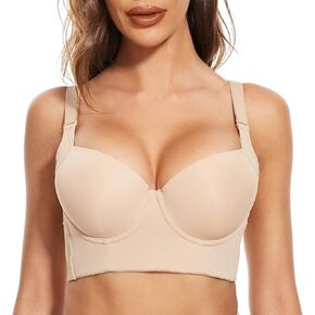 FallSweet Push Up Bras for Women Corset Top Bustier Padded Underwire Bra Add One Cup