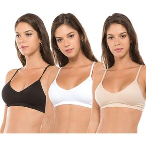 Anemone Women's Seamless V-Neck Padded Bralette with Adjustable Straps