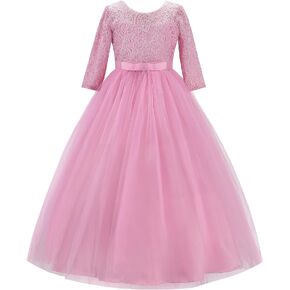 JerrisApparel Girls Lace Dress Wedding Pageant Party Dresses Tulle Ball Gown