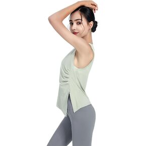 Womens Sleeveless Round Neck Loose Workout Tank Tops Tie Back Yoga Athletic Open Back Sport Gym Tops
