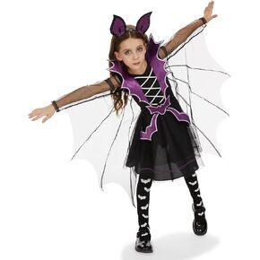 زي Neragron Vampire للفتيات، زي الخفاش مصاص الدماء للأطفال، فستان بأكمام الخفاش مع طوق شعر وجوارب للساق in Kuwait