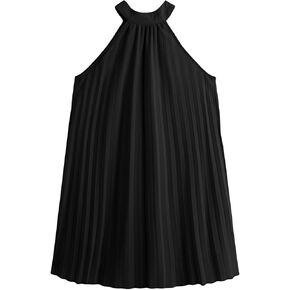 WDIRARA Girl's Sleeveless Pleated Halter Dress Casual Button Back Dresses in Saudi Arabia