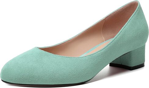 حذاء نسائي من MERRORI كاجوال سادة بمقدمة مستديرة سهل الارتداء من الجلد السويدي بكعب منخفض مكتنز مقاس 1.5 بوصة in Kuwait